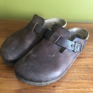 brown leather Birkenstock Clog